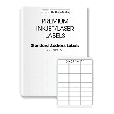 HOUSELABELS 30-up Address Labels (1" x 2-5/8") For Laser and Inkjet Printers, 25 Sheets