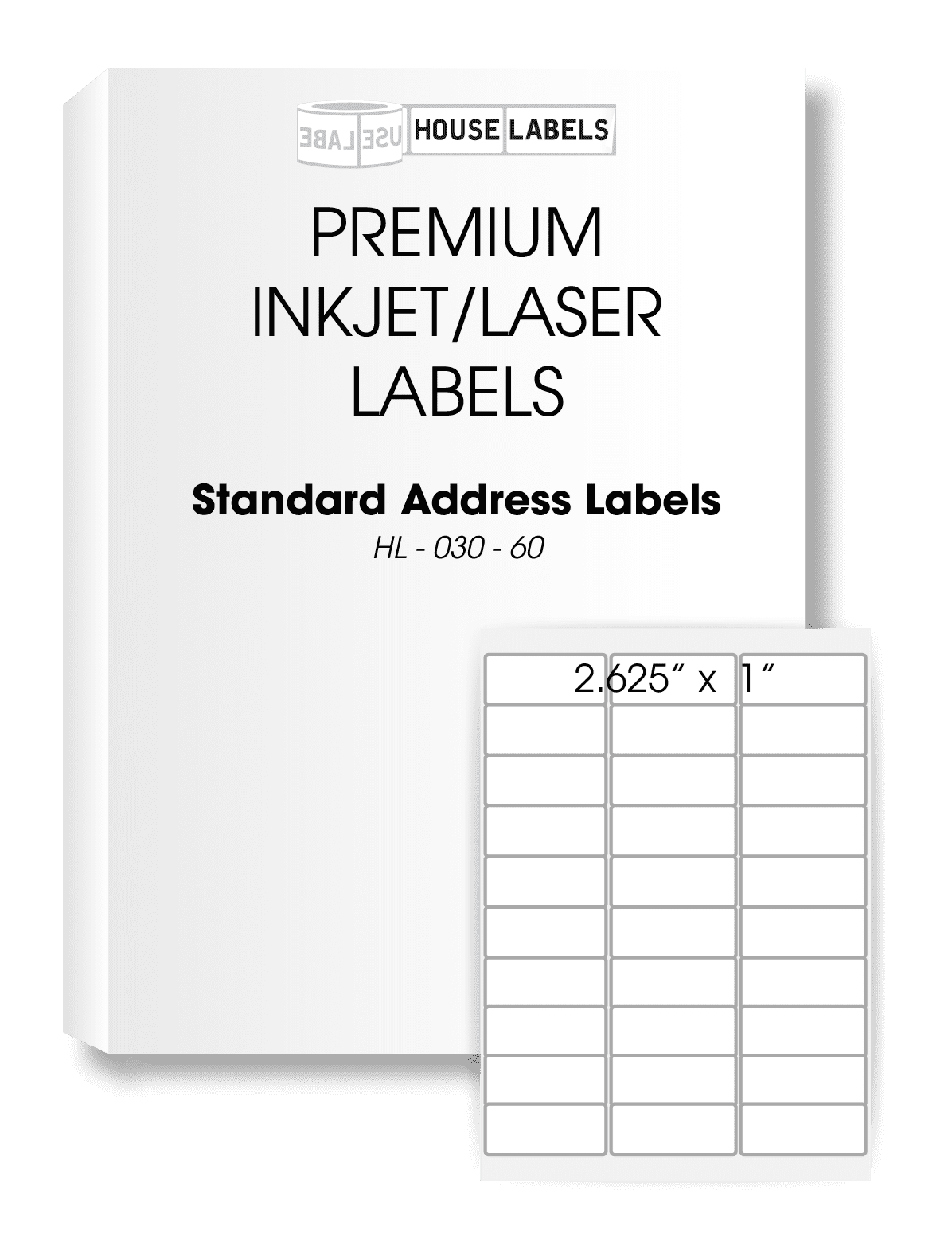 HOUSELABELS 30-up Address Labels (1" x 2-5/8") For Laser and Inkjet Printers, 800 Sheets
