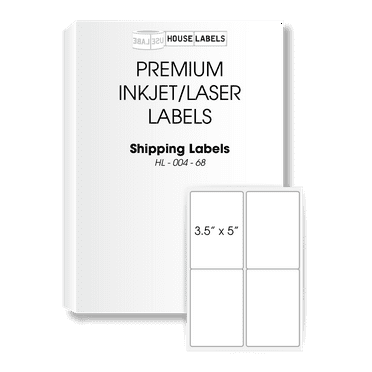 HOUSELABELS 4-up Shipping Labels (3-1/2" x 5") For Laser and Inkjet Printers, 25 Sheets