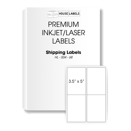 HOUSELABELS 4-up Shipping Labels (3-1/2" x 5") For Laser and Inkjet Printers, 25 Sheets