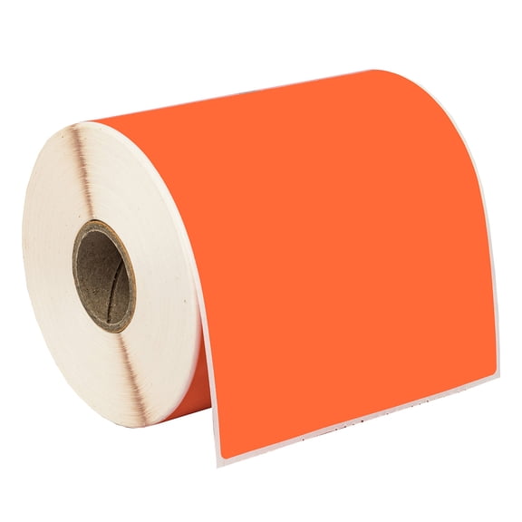 HOUSELABELS 4" x 6" Orange Shipping Labels on 1" Core Compatible With Zebra and Rollo Printers, 14 Rolls / 250 Labels per Roll