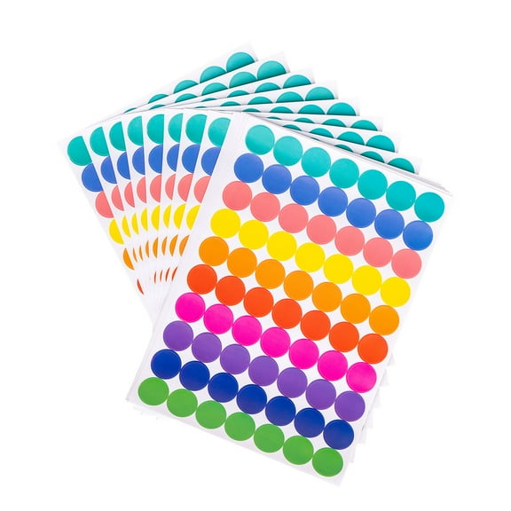 HOUSELABELS 70-up COLOR Coding Round Labels (0.75" Diameter) on Small Format Sheet 5.75" x 8", 20 Sheets