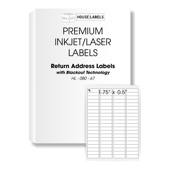 HOUSELABELS 80-up Address Labels (1/2" x 1-3/4") with BLACKOUT Technology (covers text behind label) For Laser and Inkjet Printers, 25 Sheets