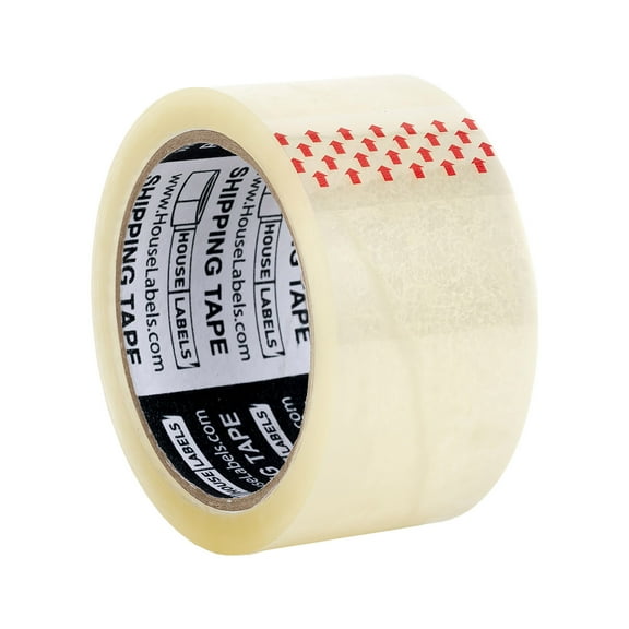 HOUSELABELS Clear Packing Tape - 55 yards long, 2" wide, 2 mil thick. Heavy Duty Tape for Shipping, Packing, Moving , 6 Rolls