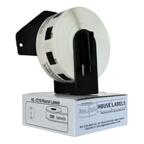 HOUSELABELS Compatible with DK-1219 Replacement Roll for Brother QL Label Printers; 1,200 Round Labels; 1/2" (12mm) Diameter with 1 REUSABLE CARTRIDGE - 1 Roll