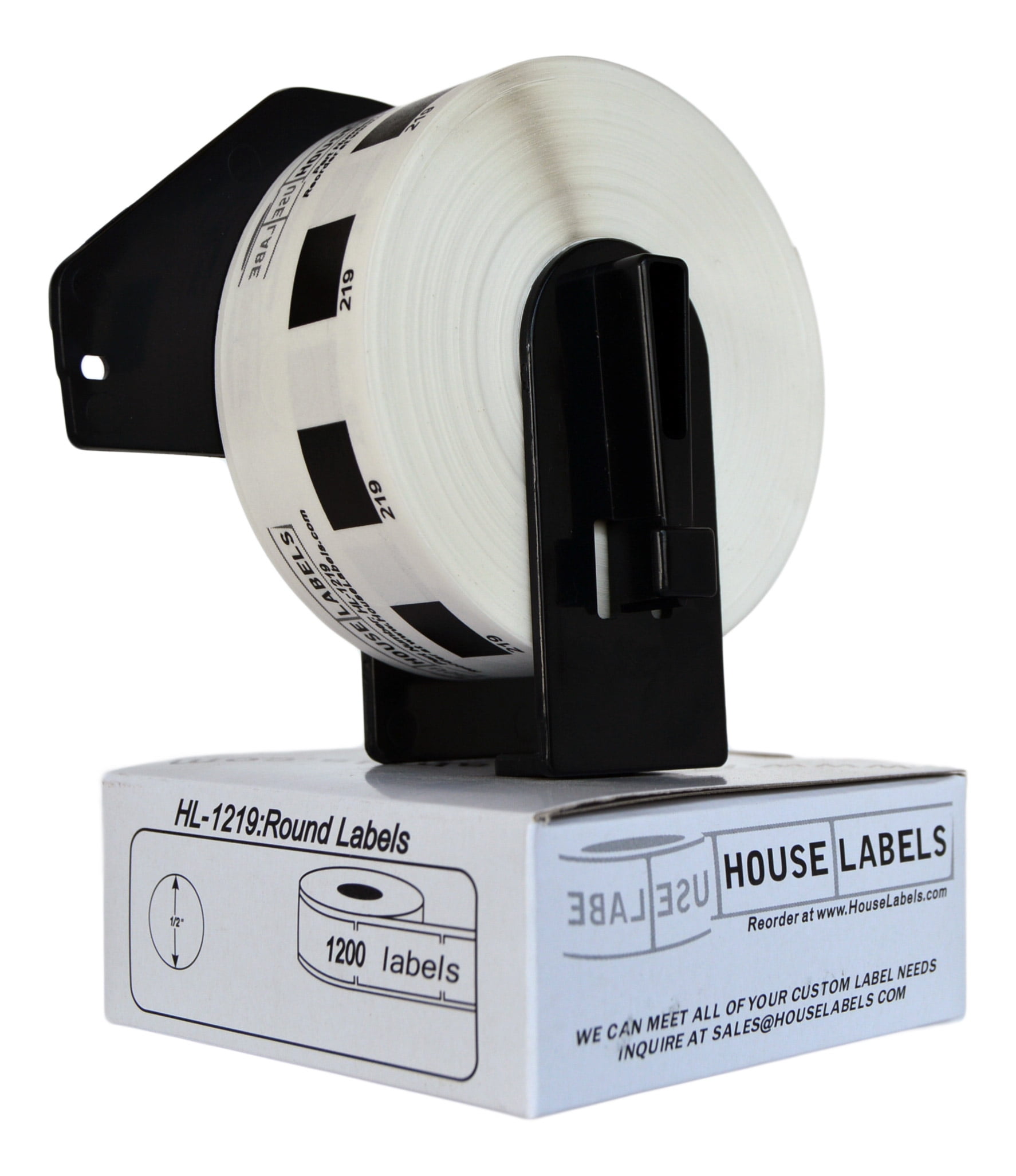 4-Pack Round Paper Labels Compatible With Brother DK-1219 - 0.47 Inch, 1200 Labels Per Roll With Frame