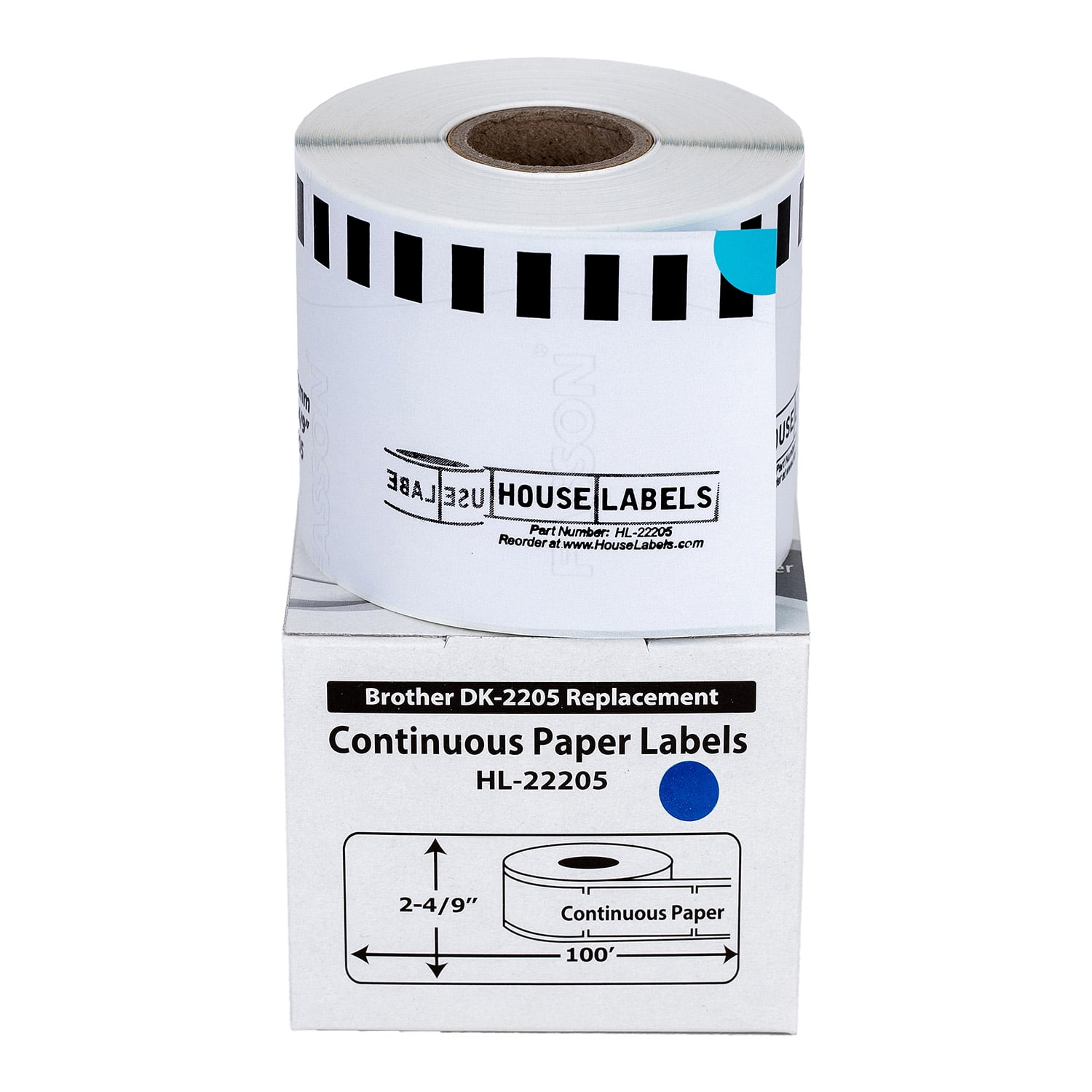 HOUSELABELS Compatible with DK-2205 Replacement Roll for Brother QL Label Printers; BLUE Continuous Length Labels; 2-4/9" x 100 feet (62mm*30.48m) - 18 Rolls