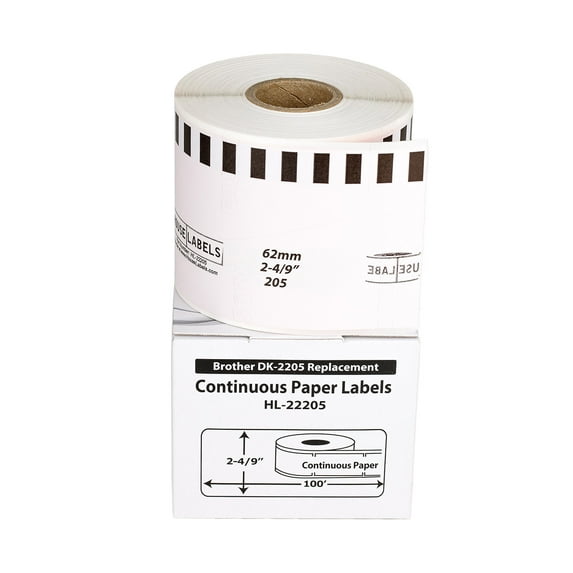 HOUSELABELS Compatible with DK-2205 Replacement Roll for Brother QL Label Printers; ORANGE Continuous Length Labels; 2-4/9" x 100 feet (62mm*30.48m) - 32 Roll