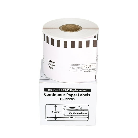 HOUSELABELS Compatible with DK-2205 Replacement Roll for Brother QL Label Printers; PINK Continuous Length Labels; 2-4/9" x 100 feet (62mm*30.48m) - 13 Rolls