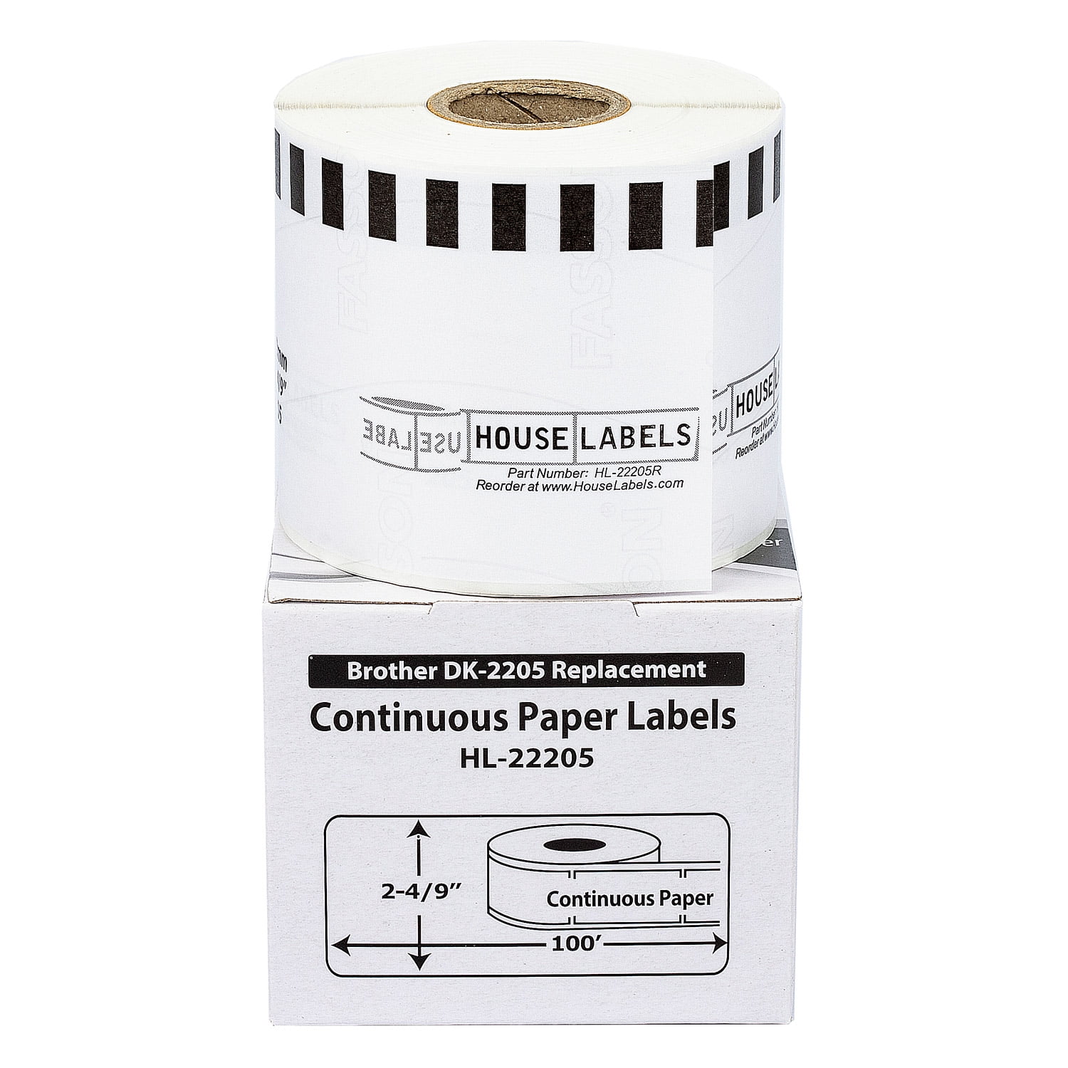 Label Repeat Length HOUSELABELS Compatible with DK-2205 Replacement Roll for Brother QL ...