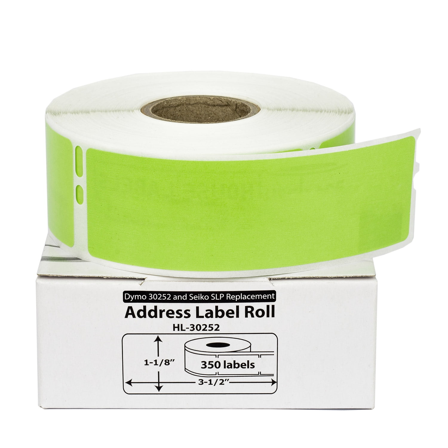 HOUSELABELS Compatible DYMO 30252 GREEN Address Labels (1-1/8" x 3-1/2"), strong permanent adhesive, compatible with DYMO LW 450, 4XL, Rollo & Zebra Desktop Printers, 12 Rolls /4200 Labels