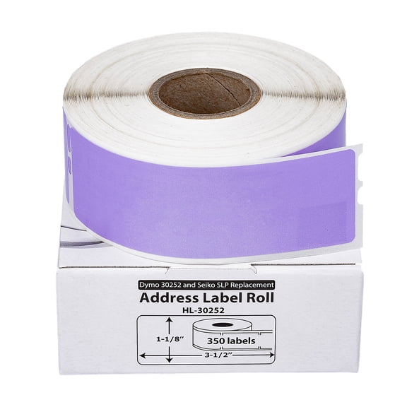 HOUSELABELS Compatible DYMO 30252 LAVENDER Address Labels (1-1/8" x 3-1/2"), strong permanent adhesive, compatible with DYMO LW 450, 4XL, Rollo & Zebra Desktop Printers, 25 Rolls /8750 Labels