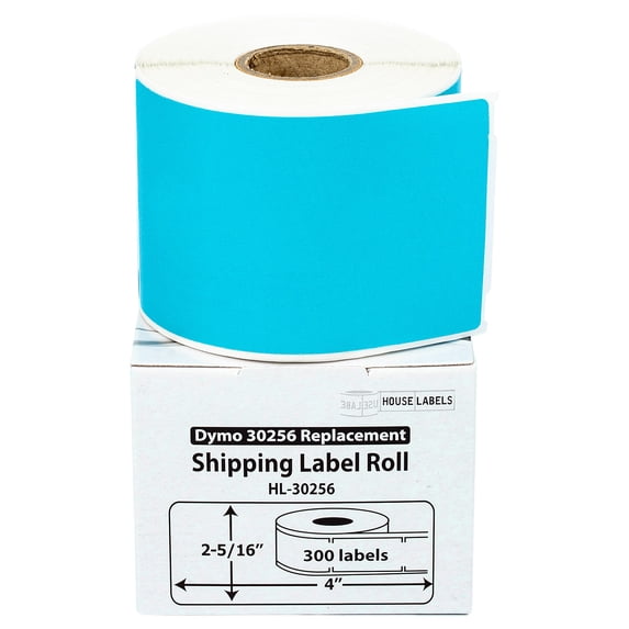 HOUSELABELS Compatible DYMO 30256 BLUE Shipping Labels (2-5/16" x 4"), strong permanent adhesive, compatible with DYMO LW 450, 4XL, Rollo & Zebra Desktop Printers, 50 Rolls /15000 Labels
