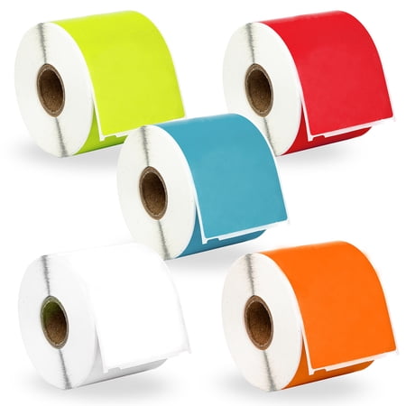 HOUSELABELS Compatible DYMO 30256 GN, RD, BL, WH, OR Shipping Labels (2-5/16" x 4") with REMOVABLE ADHESIVE, compatible with DYMO LW 450, 4XL, Rollo & Zebra Desktop Printers, 5 Rolls /1500 Labels