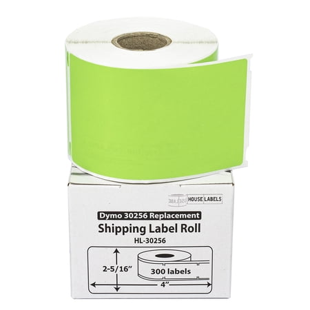 HOUSELABELS Compatible DYMO 30256 GREEN Shipping Labels (2-5/16" x 4") with REMOVABLE ADHESIVE, compatible with DYMO LW 450, 4XL, Rollo & Zebra Desktop Printers, 1 Roll /300 Labels