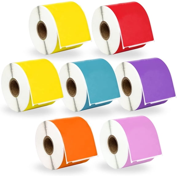 HOUSELABELS Compatible DYMO 30256 YL, YL, GN, RD, BL, OR, PK Shipping Labels (2-5/16" x 4"), Permanent Adhesive, Compatible with DYMO LW 450, 4XL, Rollo & Zebra Desktop Printers, 7 Rolls /2100 Labels