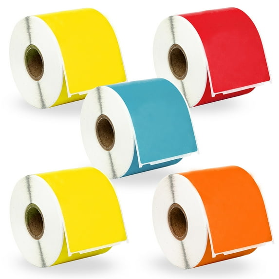 HOUSELABELS Compatible DYMO 30256 YL, YL, RD, BL, OR Shipping Labels (2-5/16" x 4") with REMOVABLE ADHESIVE, compatible with DYMO LW 450, 4XL, Rollo & Zebra Desktop Printers, 5 Rolls /1500 Labels