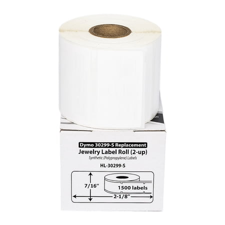 HOUSELABELS Compatible DYMO 30299 Jewelry Labels (7/16" x 2-1/8") in POLYPROPYLENE, strong permanent adhesive, compatible with DYMO LW 450, 4XL, Rollo & Zebra Desktop Printers, 1 Roll /1500 Labels