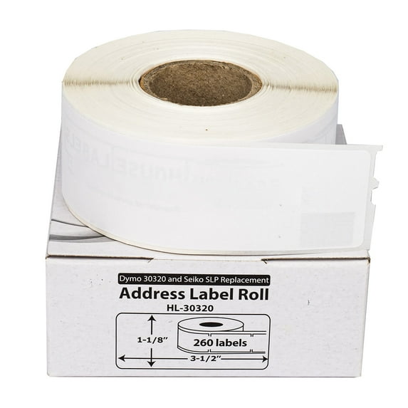 HOUSELABELS Compatible DYMO 30320 Address Labels (1-1/8" x 3-1/2"), strong permanent adhesive, compatible with DYMO LW 450, 4XL, Rollo & Zebra Desktop Printers, 52 Rolls /13520 Labels