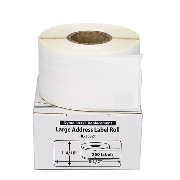 HOUSELABELS Compatible DYMO 30321 Address Labels (1-4/10" x 3-1/2"), strong permanent adhesive, compatible with DYMO LW 450, 4XL, Rollo & Zebra Desktop Printers, 24 Rolls /6240 Labels