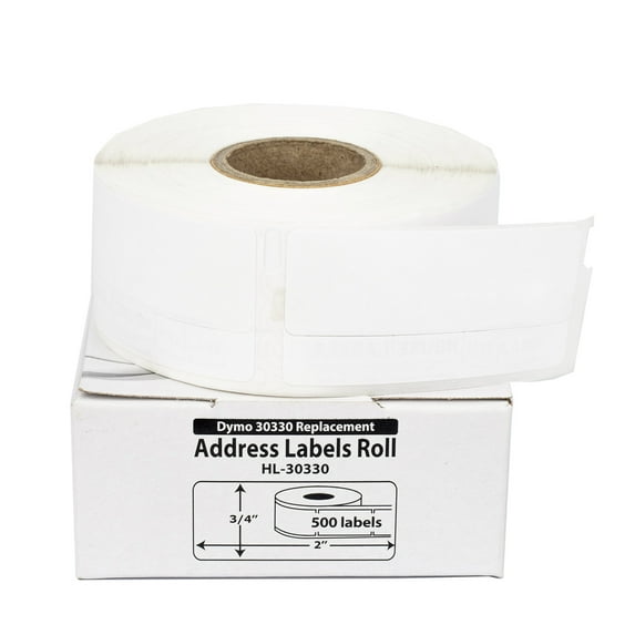 HOUSELABELS Compatible DYMO 30330 Address Labels (3/4" x 2"), strong permanent adhesive, compatible with DYMO LW 450, 4XL, Rollo & Zebra Desktop Printers, 4 Rolls /2000 Labels