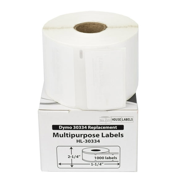 HOUSELABELS Compatible DYMO 30334 Multipurpose Labels (2-1/4" x 1-1/4") with REMOVABLE ADHESIVE, compatible with DYMO LW 450, 4XL, Rollo & Zebra Desktop Printers, 15 Rolls /15000 Labels