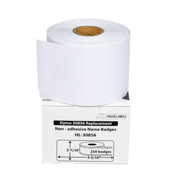 HOUSELABELS Compatible DYMO 30856 Badge Labels (2-7/16" x 4-3/16") compatible with DYMO LW 450, 4XL, Rollo & Zebra Desktop Printers, 12 Rolls /3000 Labels