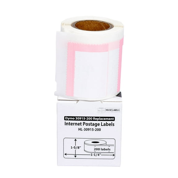 HOUSELABELS Compatible DYMO 30915 Internet Postage Labels (1-5/8" x 1-1/4"), strong permanent adhesive, compatible with DYMO LW 450, 4XL, Rollo & Zebra Desktop Printers, 180 Rolls /36000 Labels