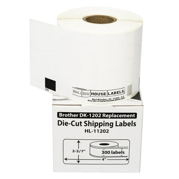 HOUSELABELS Compatible with DK-1202 Replacement Roll for Brother QL Label Printers; 300 Shipping Labels; 2-3/7" x 4" (62mm*100mm) - 50 Rolls