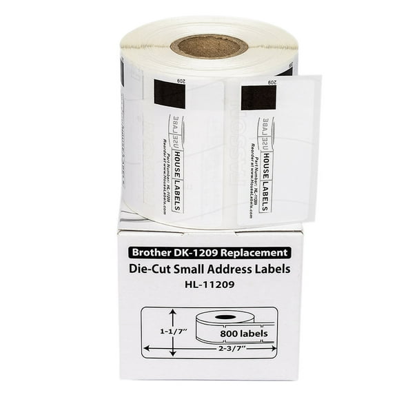 HOUSELABELS Compatible with DK-1209 Replacement Roll for Brother QL Label Printers; 800 Address Labels; 1-1/7" x 2-3/7" (29mm*62mm) - 1 Roll