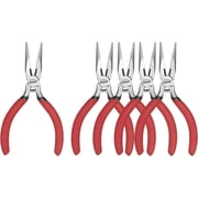 HOUSERAN 5-Inch Needle Nose Pliers, 5-Pack, Long Nose Pliers with Side Cutter, Spring Loaded