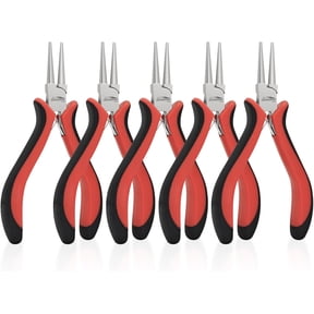 HOUSERAN 5-Pcs Round Nose Pliers Set, Wire Looping Pliers with Spring Load, Non-Slip Grip