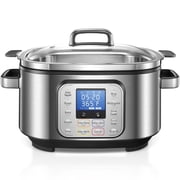 HOUSNAT 10 in 1 Slow Cooker, 6QT Stainless Steel Inner Pot, with Slow Cook, Saut , Steam, Smart Timer, 108-428 F Temperature Control, 24H Delay Start