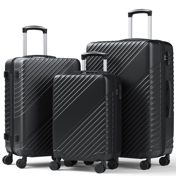 HaiCube 3 Piece Luggage Set (20/24/28 Inch), Lightweight Expandable Suitcases with TSA Lock & 360° Spinner Wheels, Black