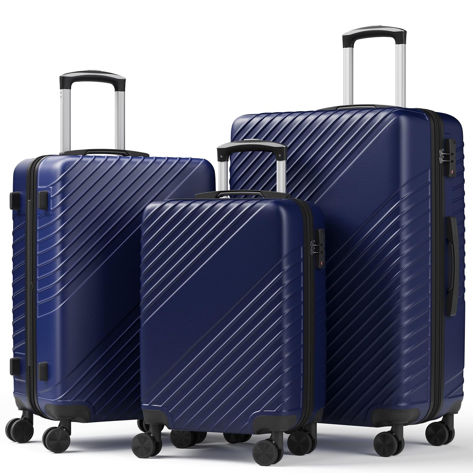 HOUSNIFLEX 3 Piece Luggage Set (20/24/28 Inch), Lightweight Expandable Suitcases with TSA Lock & 360° Spinner Wheels, Blue