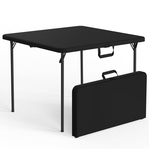 HaiCube 36-Inch Folding Table, Heavy Duty HDPE Portable Card Table, 300lb Capacity, No Assembly, Waterproof for Camping, Picnic, Party, Black