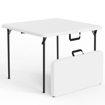 HOUSNIFLEX 36-Inch Folding Table, Heavy Duty HDPE Portable Card Table, 300lb Capacity, No Assembly, Waterproof for Camping, Picnic, Party, White