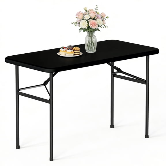 HOUSNIFLEX 4 Ft White Plastic Folding Table, Portable Long Foldable Table for Indoor/Outdoor Events, Picnics, Camping, Parties & Trade Shows