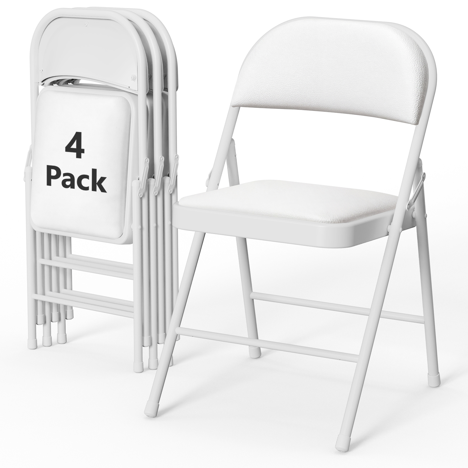 HOUSNIFLEX 4 Pack PU Leather Padded Folding Chair Heavy Duty Portable Folding Chair With Metal Frame No Assembly Indoor Outdoor Chair White: What We Checked First