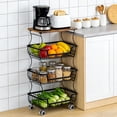 thumbnail image 1 of HaiCube 4-Tier Metal Wire Rolling Cart with Wheels, Stackable Storage Organizer Cart with Top Shelf for Pantry, Kitchen Fruit Snack Book Storage Rack, 1 of 9