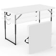 thumbnail image 1 of HaiCube 4FT Folding Table, Adjustable Height 23–29in, Heavy Duty Portable Table, Waterproof HDPE, Fold-in-Half for Picnic & Indoor, White (7.20 Updated Handle), 1 of 9