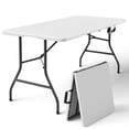 thumbnail image 1 of HOUSNIFLEX 5FT Folding Table, Heavy Duty Portable Table, Waterproof HDPE, Foldable for Picnic, Party, Camping, Dining, BBQ, Indoor & Outdoor, White, 1 of 9