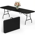 thumbnail image 1 of HOUSNIFLEX 8 Foot Plastic Folding Table Portable Heavy Duty Rectangular Table with Carry Handle, Indoor Outdoor for Camping Picnic Party Dining, Black, 1 of 8
