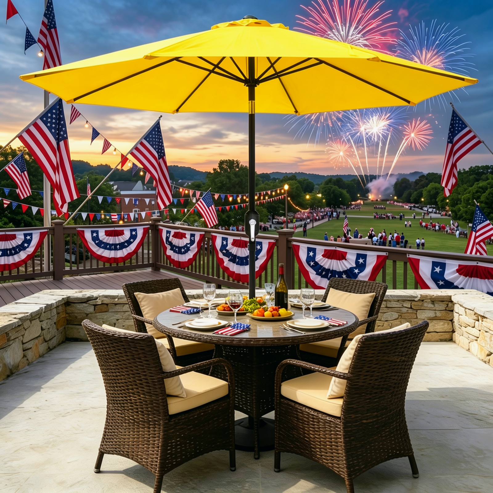HaiCube 9FT Patio Umbrella -Acrylic Fabric, 10-Year Fade-Resistant, 1.5" Heavy Duty Steel Pole, 8 Ribs, Push Button Tilt & Crank, UV Block for Garden Deck Pool, Yellow