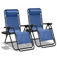 thumbnail image 1 of HaiCube Zero Gravity Chair Set of 2, Adjustable Reclining Outdoor Lounge Chairs with Cup Holder Tray & Headrest, Portable Folding Patio Chairs for Camping, Pool, Backyard, Blue, 1 of 8