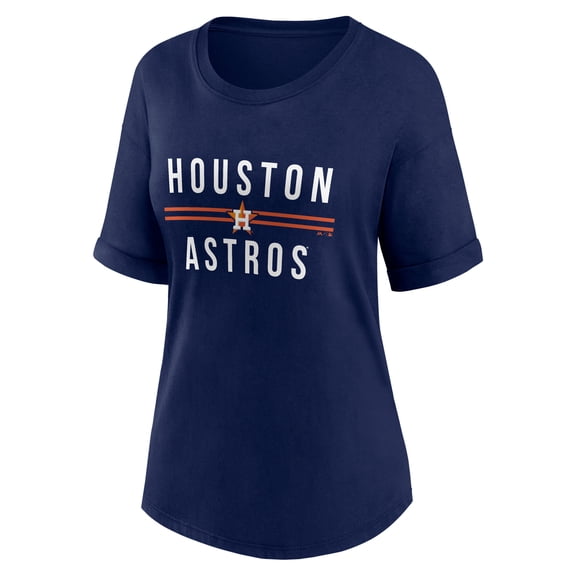 Houston Astros Women's Navy Out Run Bi-Blend Rolled Cuff T-Shirt, Up to Size 3XL