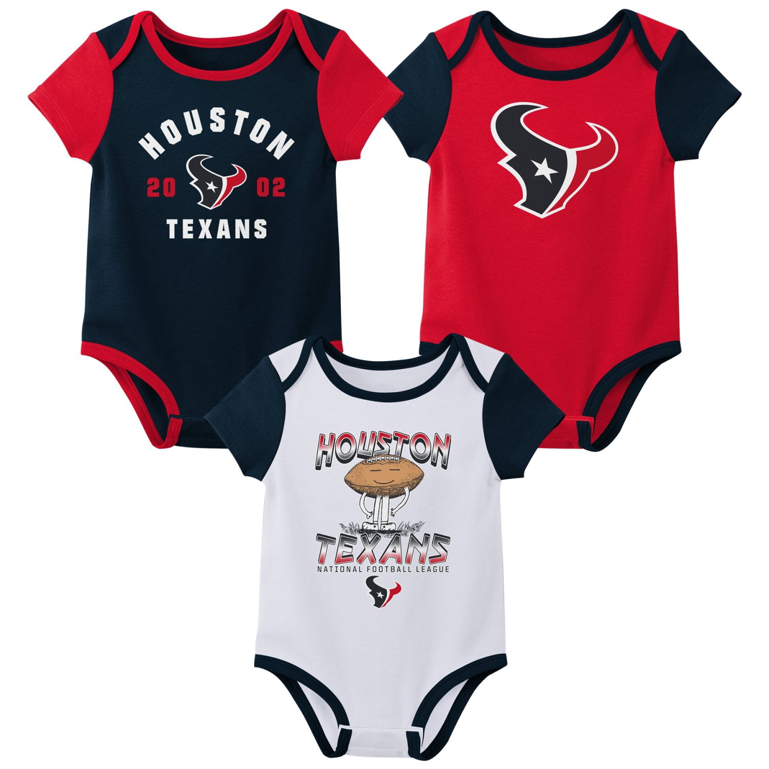 HOUSTON TEXANS NFL Infant Boys 3 Pack Onesie Game Day Fan Apparel