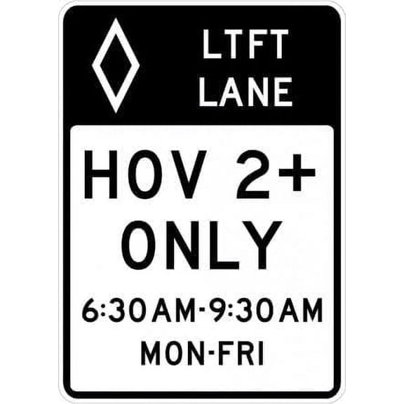 HOV Lane Assignment Sign Regulatory Traffic Signs Metal Sign Tin Sign 12x16 Inch - Caution Safety Warning Security Signs Indoor & Outdoor Signs for Home, Office, Work