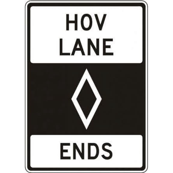 HOV Lane Ends Sign Regulatory Traffic Signs Metal Sign Tin Sign 12x16 Inch - Caution Safety Warning Security Signs Indoor & Outdoor Signs for Home, Office, Work