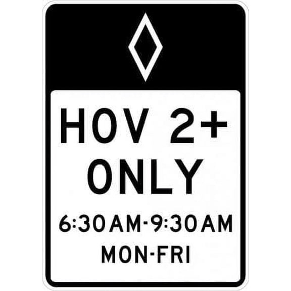HOV Lane Operation Regulatory Traffic Metal Tin Sign - 8x12 Inch - Caution Safety Warning Security Indoor & Outdoor Home Office Work
